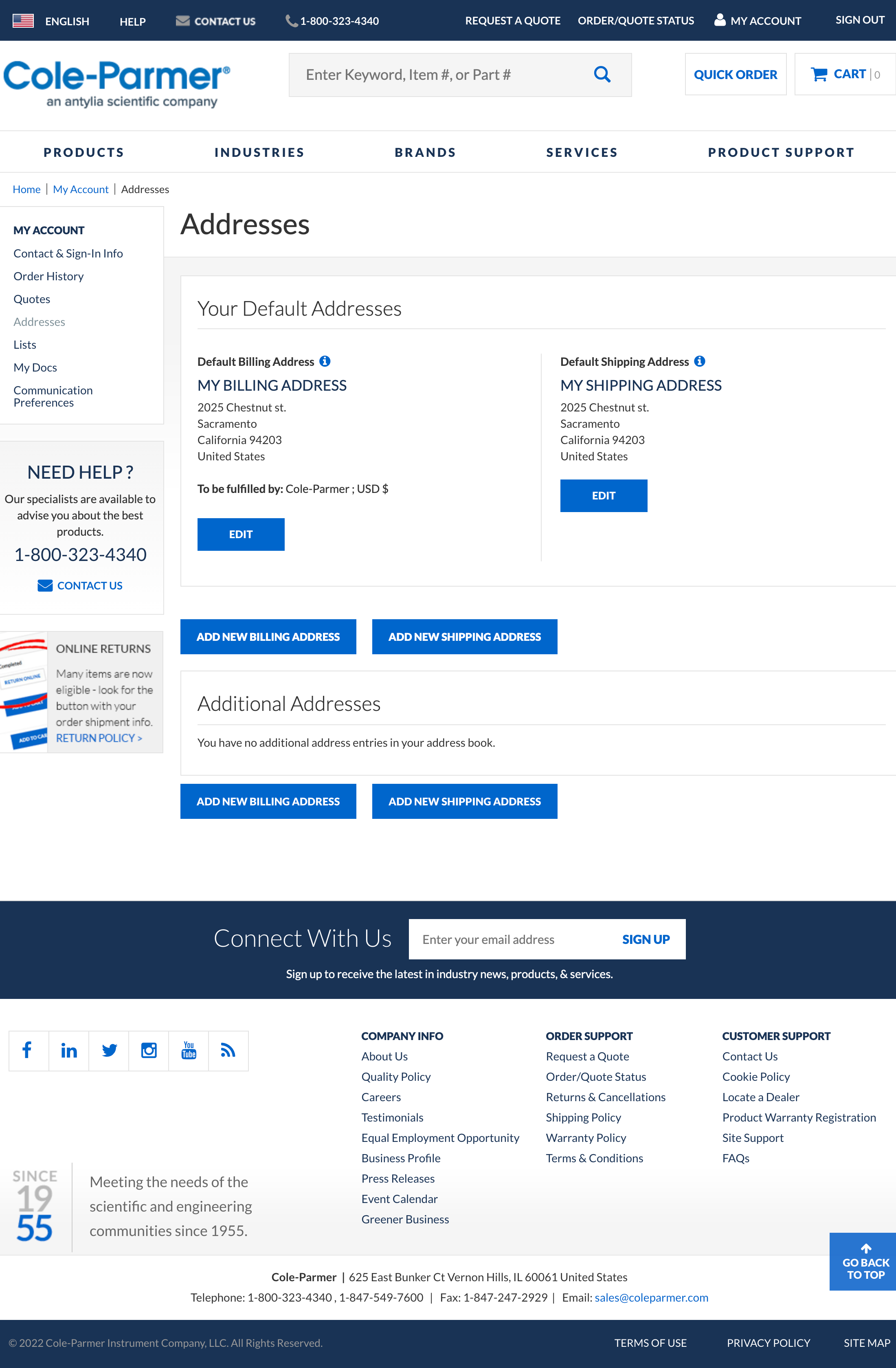 ColeParmer’s Address Book 266 of 428 Address Book Examples Baymard